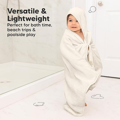KeaBabies Muslin Hooded Baby Towels for Newborn Girls, Boys - 2-Pack, 30x30 Organic Cotton Baby Bath Towels Hooded, Soft Absorbent, Toddlers, Kids, Infant, Newborn Bath Essentials (Graphite, Petite)