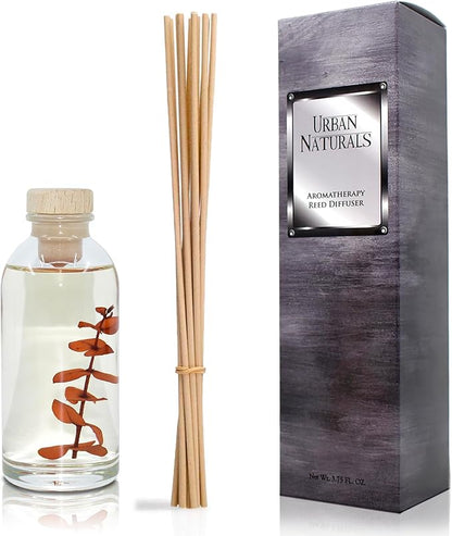 Urban Naturals Bay Rum & Sandalwood Reed Diffuser Scent Sticks Gift Set | Powdery Bay Rum, Sandalwood, Earthy Patchouli & Musk | A Bold, Spicy, Masculine Scent | Smells Like an Old Time Barber Shop