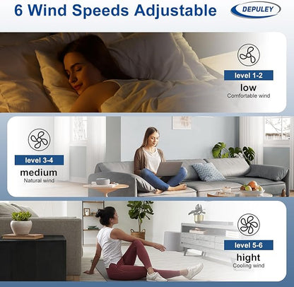 Depuley Ceiling Fan Without Light: 52 Inch 3 Blade Outdoor Fans for Patios - White Ceiling Fan No Light Indoor Remote Control Ultra Quiet DC Motor Reversible 6 Speed Timer