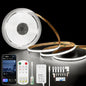 COB LED Strip Lights 6000K Cold White DC24V 16.4ft/5m CRI90+ Super Bright Dimmable Flexible LED Tape Lights with Music Sync Smart App RF Remote Control for Living Room Ceiling Cabinet Lighting