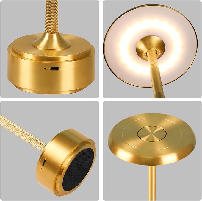 HAPYGI 5200mAh Rechargeable Cordless LED Table Lamps Touch Sensor Light, 3-Levels Portable Dimming Wireless Battery Operated Lamp,Night Light/Restaurant Table/Outdoor/Coffee/Bar (Gold Set of 2)