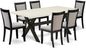 East West Furniture X627MZ606-7 7 Piece Kitchen Table Set Consist of a Rectangle Dining Table with X-Legs and 6 Shitake Linen Fabric Parsons Dining Chairs, 40x72 Inch, Multi-Color