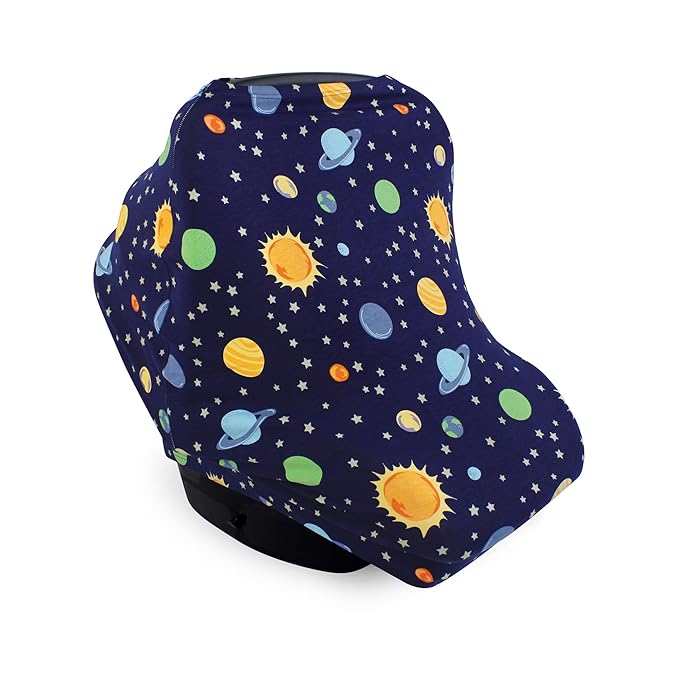 Hudson Baby Unisex Baby Multi-use Car Seat Canopy, Solar System, One Size