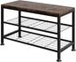 3-Tier Shoe Rack Bench - Entryway Organizer with Shoe Storage, Sturdy Shoe Shelf for Front Door, Small Space Saving Furniture, Brown, Holds 286lbs,27.2" x 12.0" x 15.9"