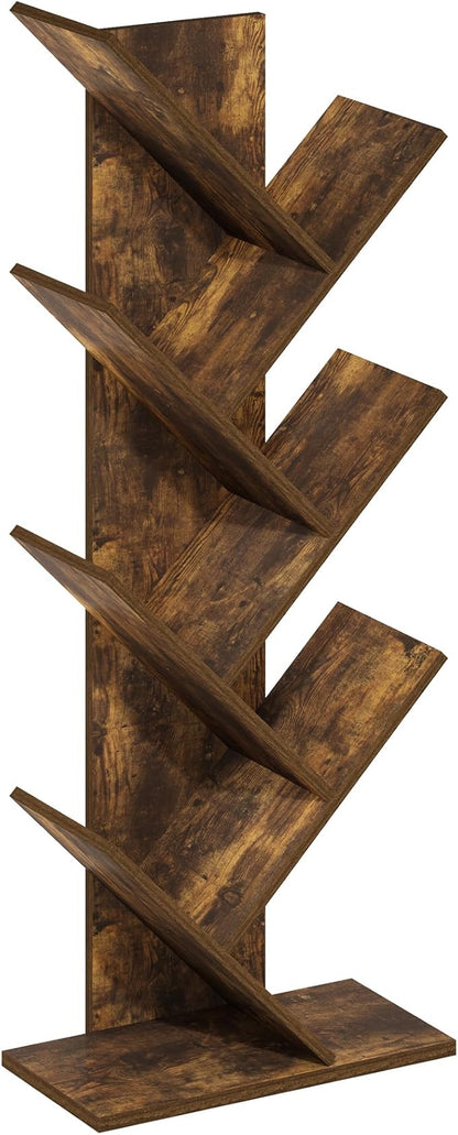 Furinno Tree Bookshelf 7-Tier Floor Standing Tree Bookcase, Amber Pine