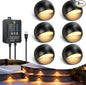 Low Voltage LED Deck Lights Kit with Plug-in Transformer, Dusk-to-Dawn Timer and Photocell Sensor, 3000K Warm White IP67 Waterproof Outdoor Step Lights for Deck Stairs, Railing, Fence, Patio (6 Pack)