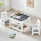 Kids Table and Chairs Set, 4 in 1 Wooden Kids Table with Reversible Tabletop, Children Activity Table with Removable Tabletop Storage, Toddler Table and Chair Set for Home, Nursery, Playroom