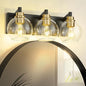 Bathroom Light Fixtures, 3-Light Black and Gold Bathroom Vanity Light, Modern Wall Sconces with Globe Clear Glass Shade, Vanity Lighting Fixtures Over Mirror, VL195-KG-3