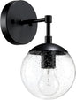 Design House Gracelyn 1-Light Dimmable Wall Sconce, Clear Seedy Glass Globe, Matte Black, 588871-BLK