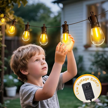 Outdoor String Lights Patio LED Light Outside - 20M 18+1 S14 LED with Remote Control 65ft Porch Lighting IP65 Waterproof