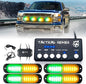 Xprite Amber Green LED Surface Mount Strobe Lights Kit, w/Control Panel Emergency Safety Warning Flashing Grille Cop Marker Light Assembly for Vehicles Trucks ATV UTV Motorcycle 4PCS
