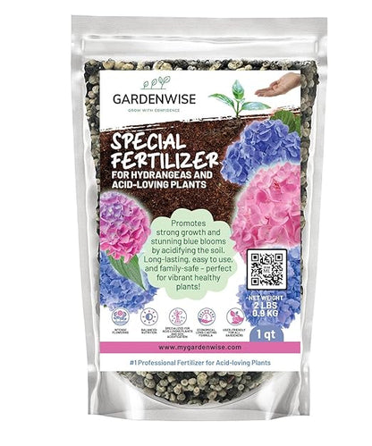 Slow Release Hydrangea Fertilizer with Iron & Sulfur – Indoor & Outdoor Soil Acidifier for Miracle Growth (1 qt)