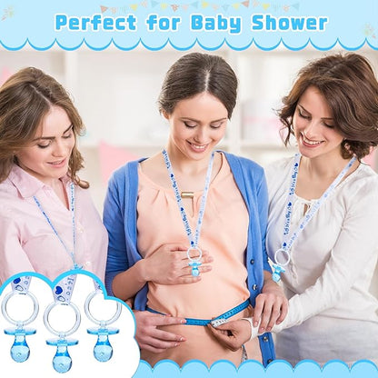 XINHUIDALSQ 36 Baby Shower Pacifiers Necklace, Cute Acrylic Pacifier Necklaces for Baby Shower Games Boy Charm, Party Favors, Decorations DIY, Gender Reveal Table Scatter(Blue)