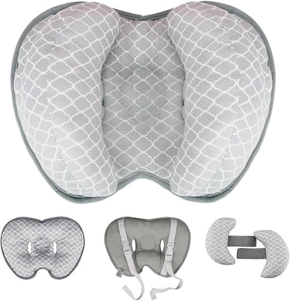 KAKIBLIN Baby Neck Pillow for Head, 2 in 1 Travel Pillow Baby Car Seat Head Support Banana Neck Pillows for Infants Small Boys and Girls, Support for Stroller,White Cloud