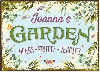 Custom Garden Sign, Christmas Present, Personalized Name for Vegetable Patch and Backyard Décor Sign, 10x14 Inches, Rust Free .040 Aluminum, Fade Resistant, Made in USA by Sigo Signs