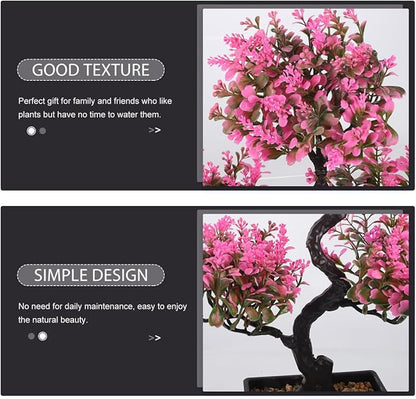 Cabilock Artificial Bonsai Tree, Fake Potted Bonsai Plants Decoration, Simulation Faux Plants Decor, Desktop Realistic Welcoming Pine Ornament for Home Office Entryway Chests Decor, Pink