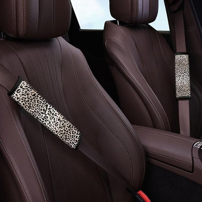 Seat Belt Cover Pad 4 Pack Soft Car Seat Shoulder Strap Pads Seatbelt Strap Cover Leopard Print Car Accessories for Adults Kids Universal Fit
