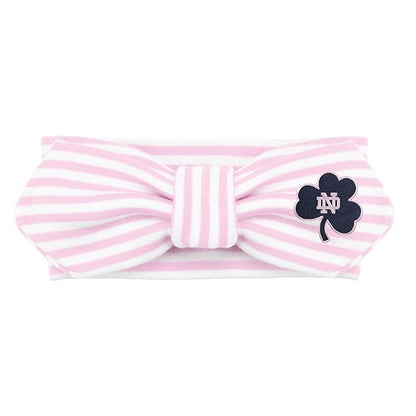 Creative Knitwear Notre Dame Fighting Irish Infant Girls Pink Striped Hair Knot Headband Embroidered Logo - Size Newborn - 4T