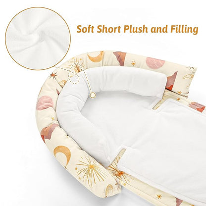 Infant Car Seat Insert for Newborn Girls Boys, Upgraded 2-in-1 Baby Carseat Head Support, Soft Reversible Baby Car Seat Insert Cushion Pad for Car Seat, Stroller, Bouncer, Swing, Moon