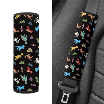 Biyejit Cartoon Dinosaurs Baby Car Seat Belt Covers for Boys and Girls, Carseat Shoulder Padding, Soft Car Seat Neck Cover, Car Seat Straps Shoulder Pads, Seat Strap Cover for Baby Kids