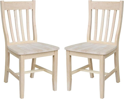 Set of Two Cafe Dining Chairs, Unfinished