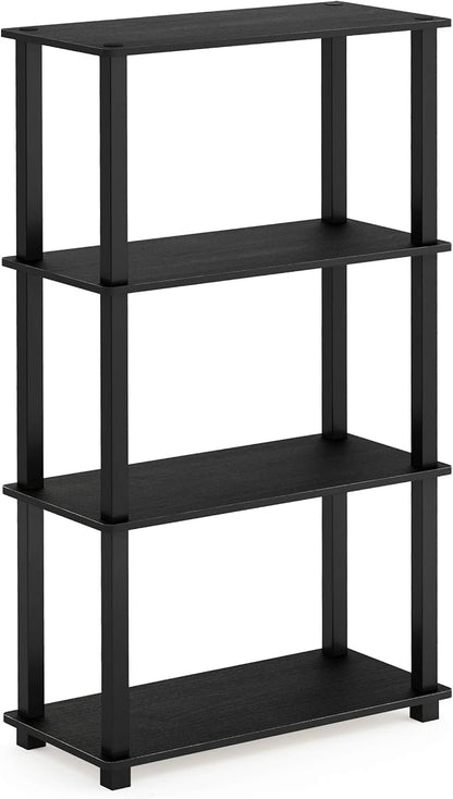 Furinno Turn-N-Tube 4-Tier Multipurpose Shelf Display Rack, Square Tube, Americano/Black