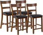 COSTWAY Barstools Set of 4, 25.5-Inch Counter Height Chair with Backrest, Foam-Padded Cushion, Rubber Wood Legs, Wooden Vintage Dining Chair for Bistro, Living Room, Kitchen, Brown and Black