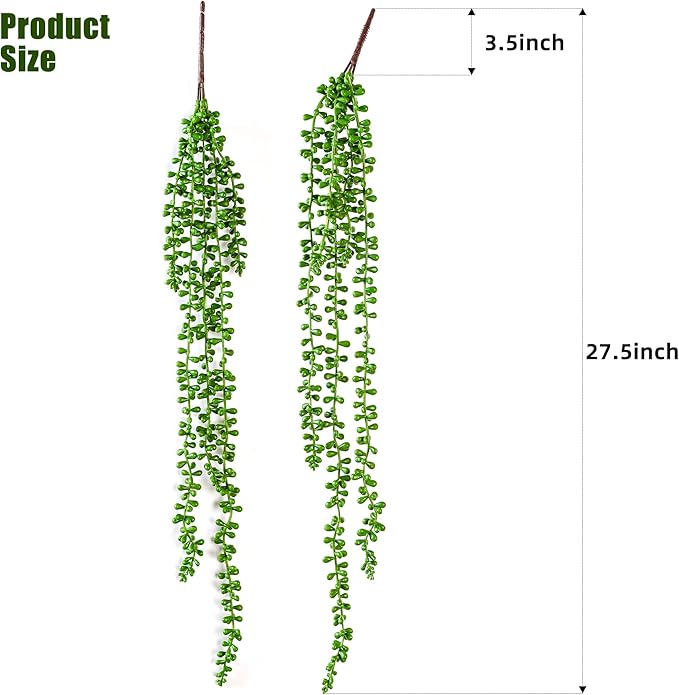 6PCS Artificial Succulents Hanging Plants,27.5 Inch Fake String of Pearls Greenery Plants 5 Branches for Autumn Home Garden Office Party Balcony Wall Indoor Outdoor Fall Decoration