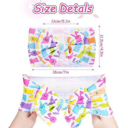 2Pcs Easter Baby Headband Rabbit Egg Easter Hair Bows for Girls Large Easter Bunny Ears Headband Toddler Girls Nylon Hair Accessories Big Bows Hairband