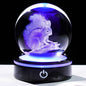 YWHL 3D Squirrel Figurine Crystal Ball with Colorful Light Base, Squirrel Gifts for Women Men on Christmas Birthday, 3D Laser Engraved Squirrel Ornament Glass Decorative Ball for Home Decor (80mm)