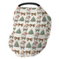 Christmas Santa Trees Car Seats Cover for Babies Santa Claus Red Green Bows Stretchy 5-in-1 Cover Adjustable Car Canopy Cover Winter Holiday Breathable Nursing Cover-Up