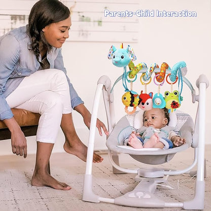 BATOHO Car Seat Toys for Babies 0-6 Months, Hanging Spiral Activity Stroller Toy for Infants 3-6 Months, Developmental Toy for Newborn 0 3 6 12 Month with Music Box Rattle Squeaker- Blue Elephant