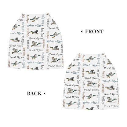 Personalized Car Seat Covers with Name, Mallard Duck Baby Canopy Carrier Cover, Breathable Breastfeeding Nursing Cover, Stretchy Multi-Use Infant Carseat Stroller Cover