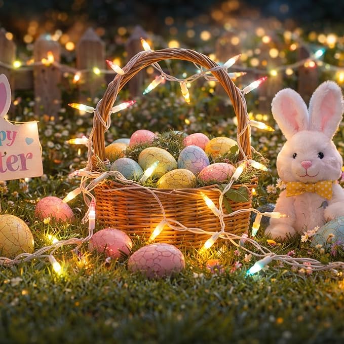 Boltigen Easter Slow Twinkle Lights with White Wire, 100 LED Christmas Pastel String Light, 27FT UL Certified Waterproof Connectable for Indoor Outdoor Christmas Holiday Wedding Garden Decor