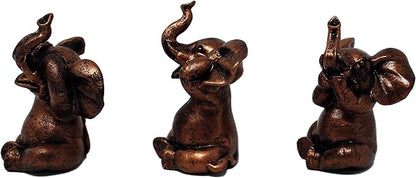 Nature's Mark 3 Baby Elephants See No Evil Hear No Evil Resin Statue Figurine Home Decorative Accent Decor