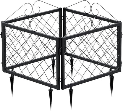 Zhongma Decorative Metal Garden Fence, Pack of 4pcs, Total 26" H x 97.5" L