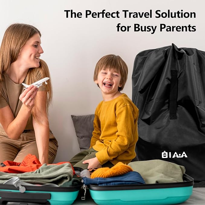 elaia Car Seat Travel Bag for Airplane, Waterproof Wearable with Straps, Large Capacity Padded Car Seat Check Bag, Perfect for Air Travel, Family Vacations, and Parents with Infants