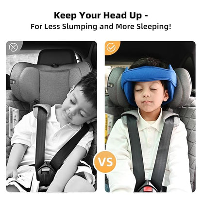 Adjustable Baby Head Support for Car Seat Soft Neck Relief Fit 1-4 Year-Old Toddlers Blue