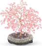 Natural Rose Quartz Gemstone Crystal Tree of Life, Amethyst Cluster Base,Feng Shui Decor Bonsai Money Tree,Healing Crystal Positive Energy Gift Size 5.5-6.3 Inches