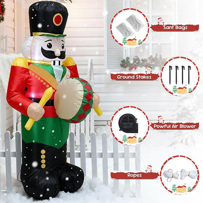 TRMESIA 4FT Christmas Inflatable Nutcracker Indoor Outdoor Decoration, LED Light Garden Yard Lawn Xmas Blow up Decor, Easy Storage for Stress Free Christmas Outdoor Blow up Decorating