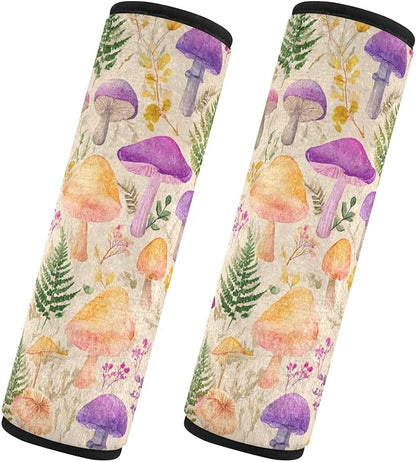 2 Pack Seatbelt Covers Seat Belt Cover Pad for Adults Boys Girls Car Seat Strap Covers Pads Cushion Universal Shoulder Strap Pad Protector for Backpack Camera Bag 10x7.7Inch Mushroom Colorful Pattern