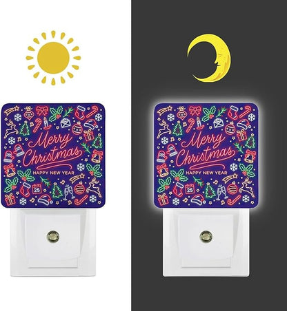 Merry Chrismas Night Light, Plug into Wall Decor Nightlights for Bedroom, Bathroom, Hallway, Kitchen, with Dusk to Dawn Light Auto Sensors LED Night Lights for Boys Girls Women Men Room Gifts