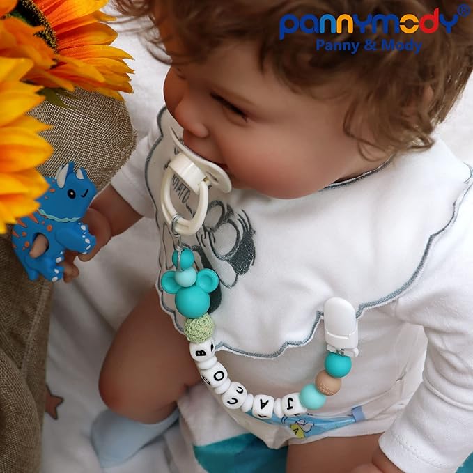 Personalized Pacifier Clip with Name, Customizable Mouse Pacifier Leash for Baby, Universally Fit All Pacifiers (Black)