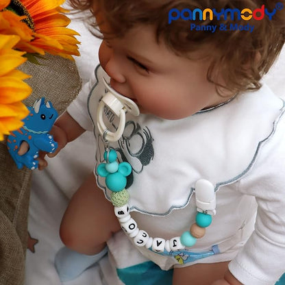 Personalized Pacifier Clip with Name, Customizable Mouse Pacifier Leash for Baby, Universally Fit All Pacifiers (Black)