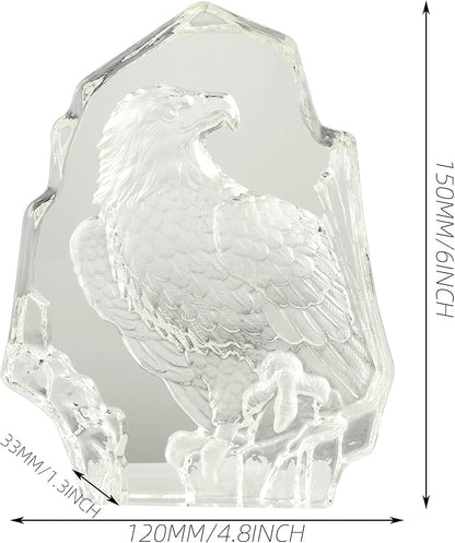 Modaier Exquisite Crystal Eagle Statue Figurine, Gift Glass Animal Decor, Collectible Sculpture for Office, Home and Garden