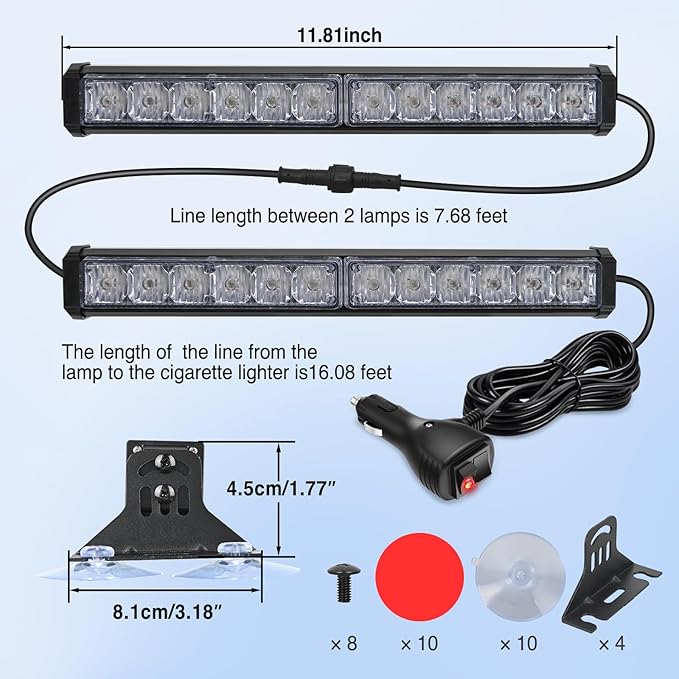 Nilight 24LED Emergency Strobe Traffic Advisor Light Bar 2 in 1 Green Dash Warning Safety Flashing Lights Front/Rear Windshield Construction Lights for Trucks Cars Plow Police Firefighter Vehicles