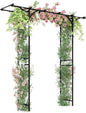 LDAILY Wedding Arch, 6.8FT Rustproof Metal Garden Arbor with Extended Roof & 4 Stakes, Outdoor Plant Support for Vines Roses, Decorative Trellis for Climbing Plants Outdoor for Lawn Wedding Ceremony