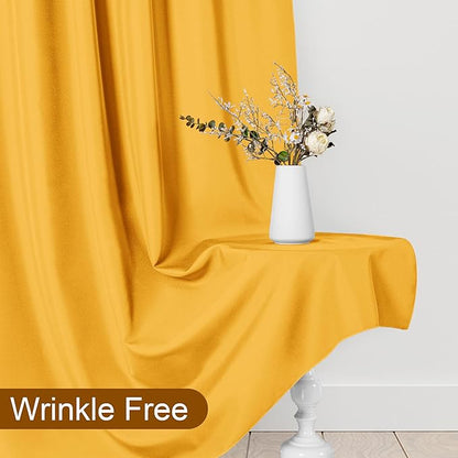 DWCN 10x7 FT Backdrop Curtains for Parties, Photography Backdrop Drapes with Rod Pockets for Wedding Decorations Stage Birthday Family Gatherings, 2 Panels 5ft x 7ft, Orange Yellow