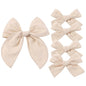 YHXX YLEN 5PCS Khaki Cotton Linen Hair Bows for Girls Handmade Alligator Clip Hair Accessories for Babies Infant Toddlers Kids(5inch×1, 4inch×2, 3.5inch×2)