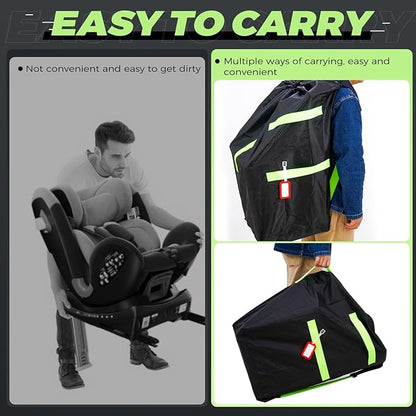 Zihvfzu Waterproof Car Seat Travel Bag, Suitable for Airplane and Air Travel, Durable Cushioned Backpack Design, Suitable for Strollers, Height Increasing Seats, Convertible Seats, with 1 Luggage Tag